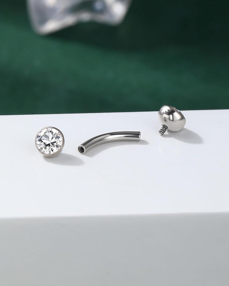 COCHARM Cute Titanium Rook Earrings 16g Silver Surgical Steel Rook Piercing Jewelry 6mm 8mm Eyebrow Rings Eyebrow Barbell Threaded Dainty Rook Bar Nickel Free - Image 4